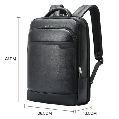 Bopai 61-122391 Large-capacity First-layer Cowhide Business Laptop Backpack With USB+Type-C Port(Black) by Bopai