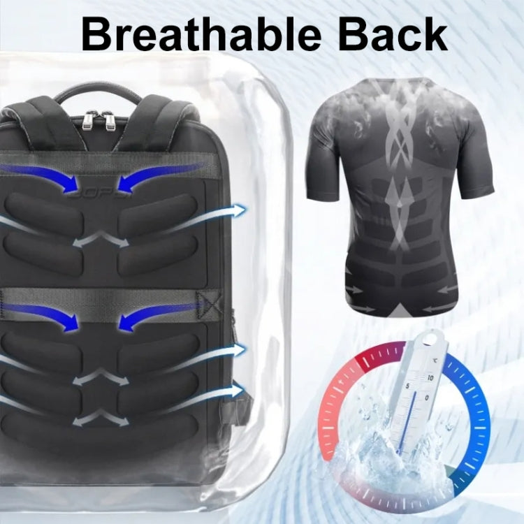 Bopai 61-122391 Large-capacity First-layer Cowhide Business Laptop Backpack With USB+Type-C Port(Black) by Bopai