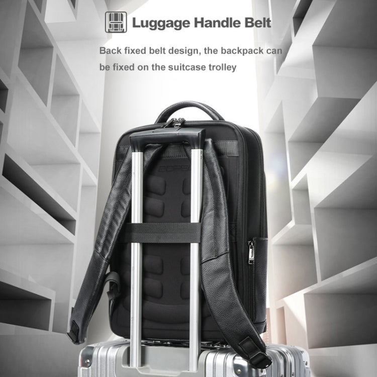 Bopai 61-122391 Large-capacity First-layer Cowhide Business Laptop Backpack With USB+Type-C Port(Black) by Bopai