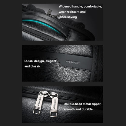 Bopai 61-122391 Large-capacity First-layer Cowhide Business Laptop Backpack With USB+Type-C Port(Black) by Bopai