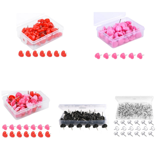 100pcs /Box 7.9x5.8x3cm Love Plastic Studs DIY Office School Colorful Pins(Pink) by bashfashion