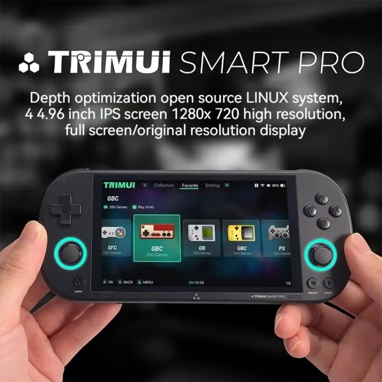 Trimui Smart Pro 4.96 Inch IPS Screen Handheld Game Console Open Source Linux System 128G(Black) by Trimui