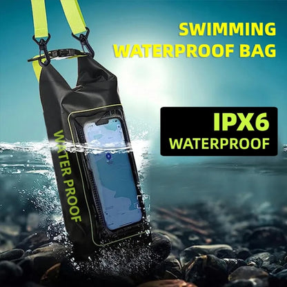 2 In 1 Outdoor Cycling Crossbody Phone Bag PVC Swimming IPX6 Waterproof Bag, Size: 5L(Black Green) by bashfashion