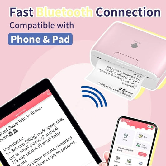 Phomemo M04S Thermal Printer Support 4 Inch Printing Width 300dpi Bluetooth Inkless Printer(Pink) by Phomemo