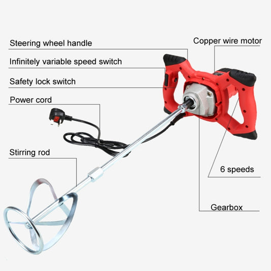 AOTUO 220V High Power Industrial Grade Electrical Mixer Handheld Concrete Paint Mixer(EU Plug Red) by AOTUO