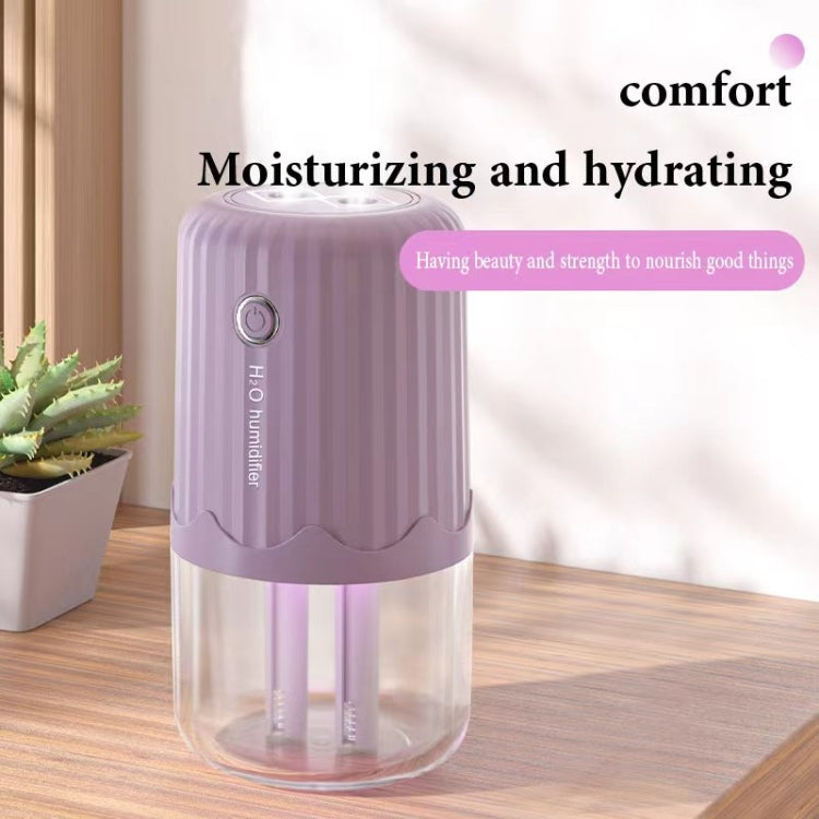 T06 Large-Capacity Atmosphere Night Light Household Dual Spray Air Humidifier, Color: Purple Battery by bashfashion