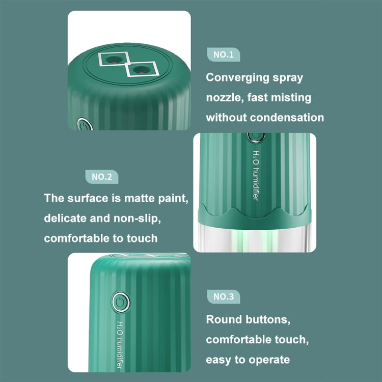 T06 Large-Capacity Atmosphere Night Light Household Dual Spray Air Humidifier, Color: Green Battery by bashfashion