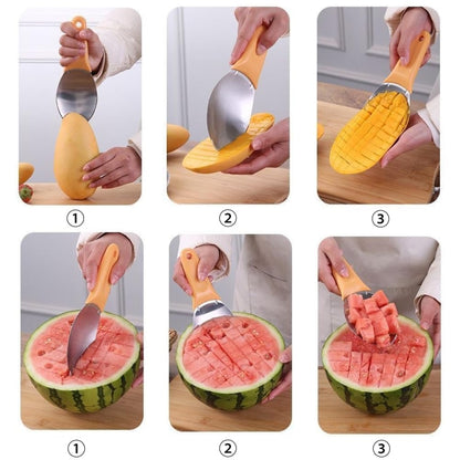 Mango Slicing and Dicing Tool Multifunctional Stainless Steel Fruit Peel Separator(1pcs) by bashfashion