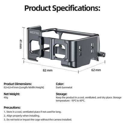 For Insta 360 Ace / Ace Pro TELESIN S6-FMS-02 Vertical Shot Quick Release Metal Rabbit Cage Body Protection Accessories by TELESIN