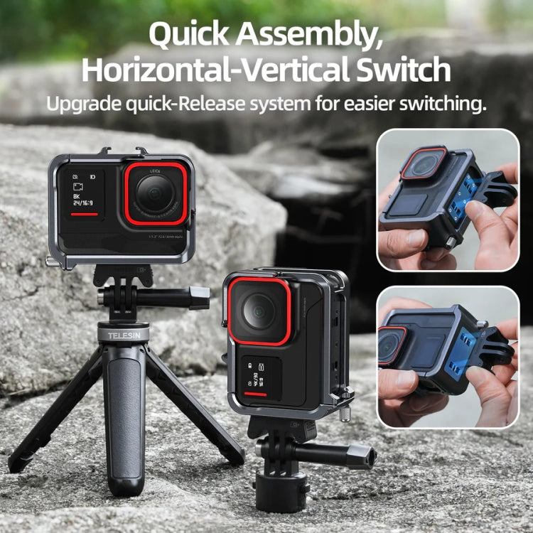 For Insta 360 Ace / Ace Pro TELESIN S6-FMS-02 Vertical Shot Quick Release Metal Rabbit Cage Body Protection Accessories by TELESIN