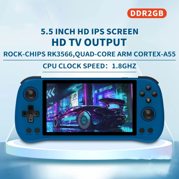 POWKIDDY X55 Game Console 5.5 Inch 1280 X 720 IPS Screen RK3566 Linux System Open-Source Retro Video Player 16GB+128GB(Blue) by POWKIDDY