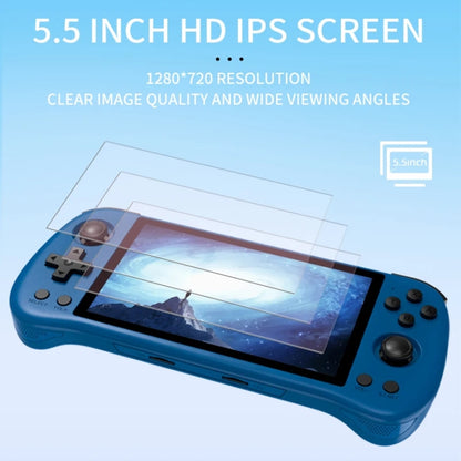 POWKIDDY X55 Game Console 5.5 Inch 1280 X 720 IPS Screen RK3566 Linux System Open-Source Retro Video Player 16GB+128GB(Blue) by POWKIDDY
