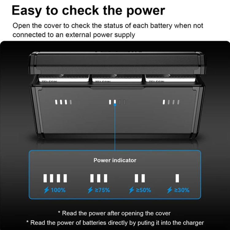 TELESIN GP-HPB-012 Pocket Multifunctional Storage Charging Box For GoPro HERO12 Black / HERO11 Black / HERO10 Black / HERO9 Black(Single Charging Box) by TELESIN