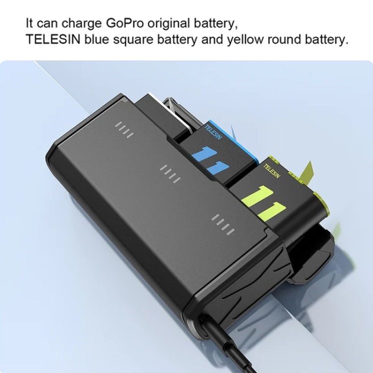 TELESIN GP-HPB-012 Pocket Multifunctional Storage Charging Box For GoPro HERO12 Black / HERO11 Black / HERO10 Black / HERO9 Black(Single Charging Box) by TELESIN