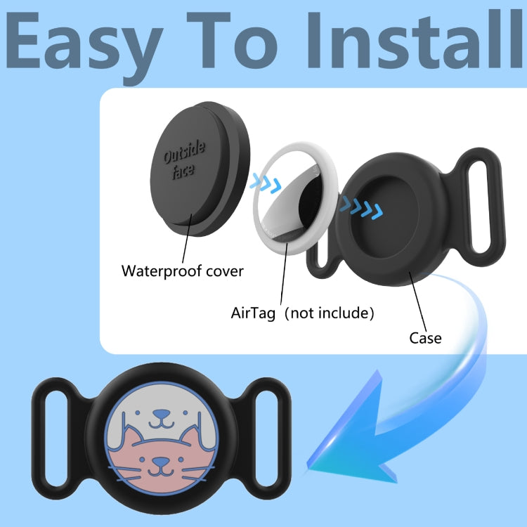 For AirTag Pet Collar Locator Silicone Life Waterproof Protective Case(Deep Blue) by bashfashion