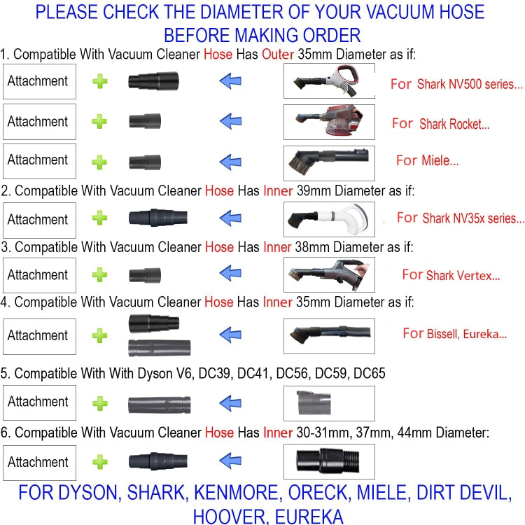 9 In 1 Set 4 Universal Vacuum Attachments 32mm Nozzle Adapter Accessories Cleaning Kit by bashfashion