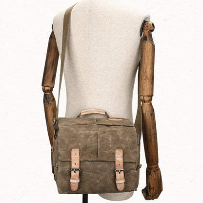 Camera Shoulder Messenger Bag Batik Canvas Waterproof Photography SLR Camera Bag(Dark Gray) by bashfashion