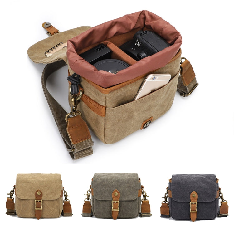 Retro Camera Canvas Bag Shoulder Messenger Bag Travel Portable Case(Dark Gray) by bashfashion