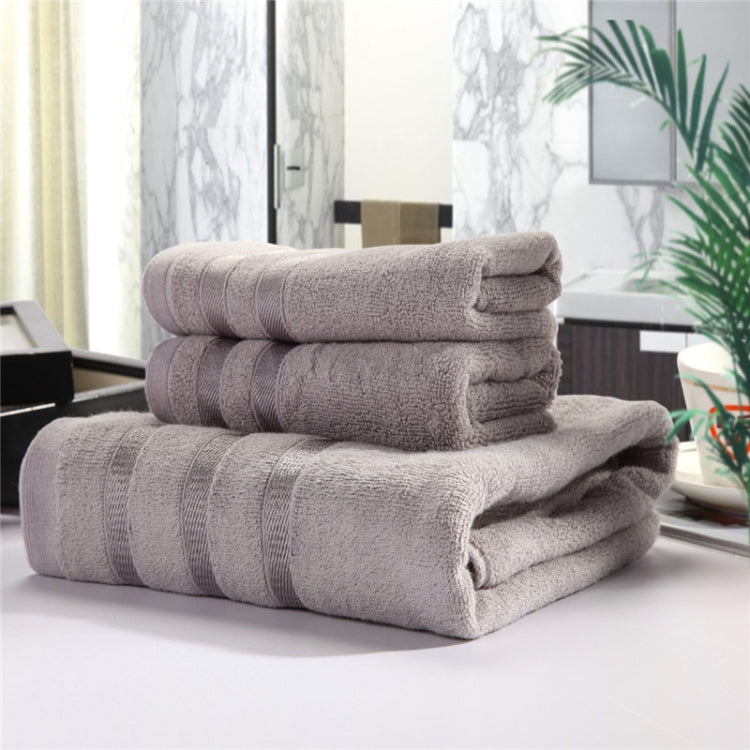 3pcs /Set Soft & Plush Towel Set Bamboo Fiber Cotton Bath Towel Washcloth For Bathroom(Gray) by bashfashion
