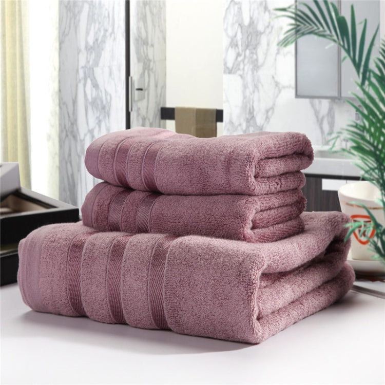3pcs /Set Soft & Plush Towel Set Bamboo Fiber Cotton Bath Towel Washcloth For Bathroom(Deep Purple) by bashfashion