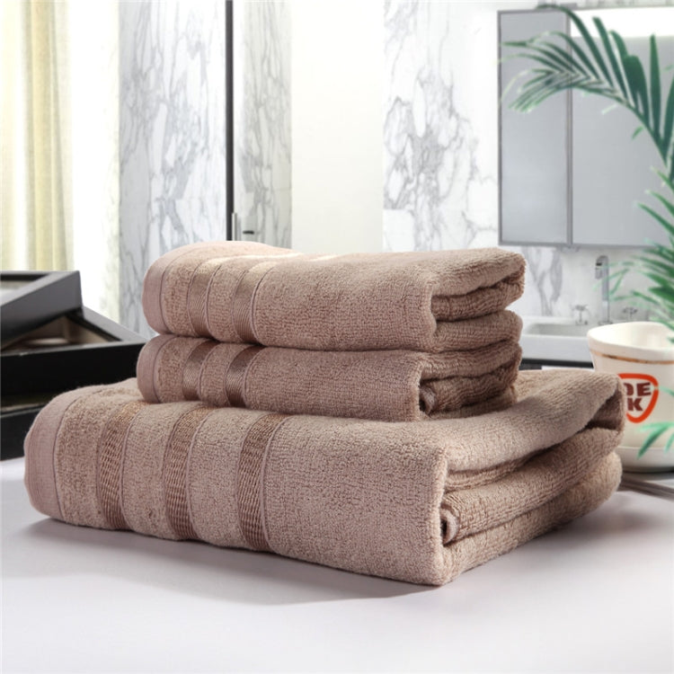 3pcs /Set Soft & Plush Towel Set Bamboo Fiber Cotton Bath Towel Washcloth For Bathroom(Camel) by bashfashion