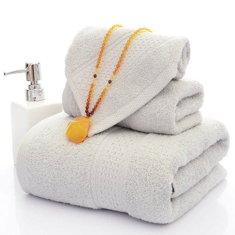 3pcs /Set Cotton Towel Set, 1 Bath Towel, 1 Hand Towel, 1 Face Towel for Bathroom Hotel(Light Gray) by bashfashion