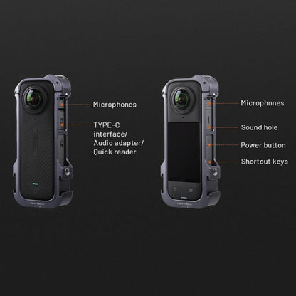 For Insta360 X4 PGYTECH P-55A-010 Metal Rabbit Cage Aluminum Expanding Protective Bezel With Lens Case by PGYTECH