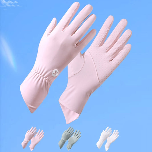 1pair Summer Thin Ice Silk Anti-Slip Sunscreen Sport Riding Finger Gloves, Size: One Size(Pink) by bashfashion