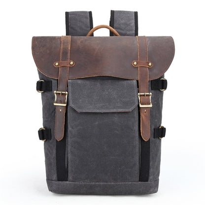 Vintage Camera Bag Waterproof Canvas Backpack with Laptop Compartment Tripod Holder(Dark Gray) by bashfashion