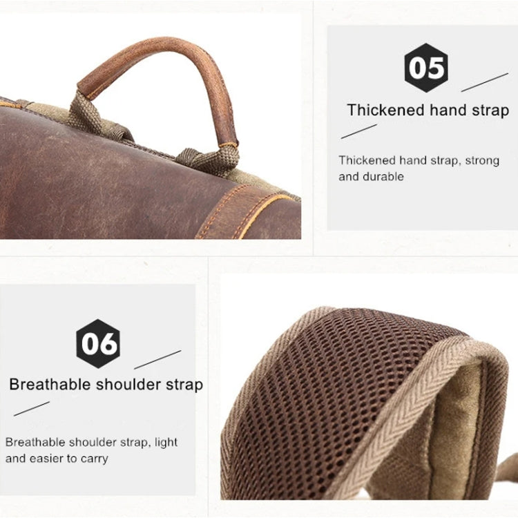 Vintage Camera Bag Waterproof Canvas Backpack with Laptop Compartment Tripod Holder(Khaki) by bashfashion