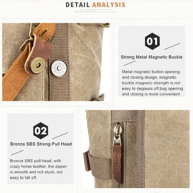 Vintage Camera Bag Waterproof Canvas Backpack with Laptop Compartment Tripod Holder(Dark Gray) by bashfashion