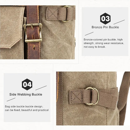 Vintage Camera Bag Waterproof Canvas Backpack with Laptop Compartment Tripod Holder(Army Green) by bashfashion