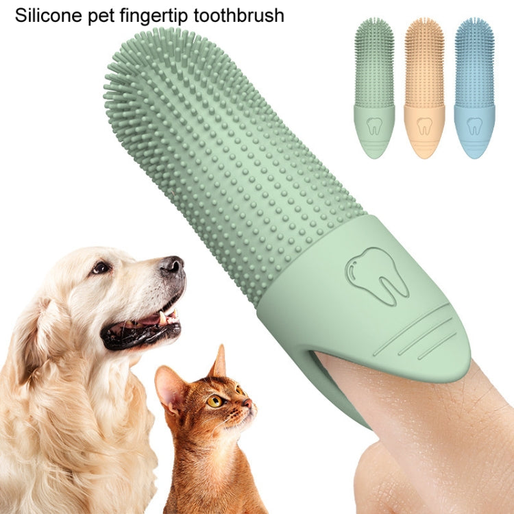 Pet Finger Toothbrush Cats Dogs Silicone Toothbrush Pet Oral Cleaning Care Tool(Blue) by bashfashion