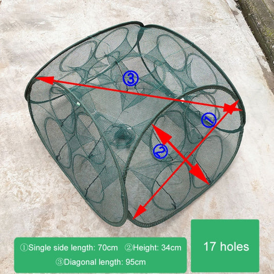 Automatic Folding Fishing Cage Square Fishing Net Shrimp Fishing Gear, Specification: 17 Holes by bashfashion