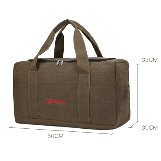 Portable Luggage Bag Canvas Large Capacity Travel Backpack Storage Moving Bag, Size: Large(Khaki) by bashfashion