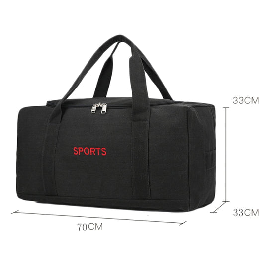 Portable Luggage Bag Canvas Large Capacity Travel Backpack Storage Moving Bag, Size: Plus Large(Black) by bashfashion