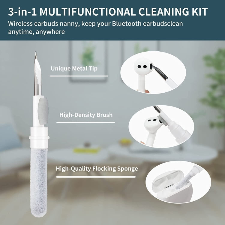 5pcs SM-116 3-in-1 Multifunctional Bluetooth Earphone Cleaning Pen Keyboard Cleaning Brush Set(White) by bashfashion