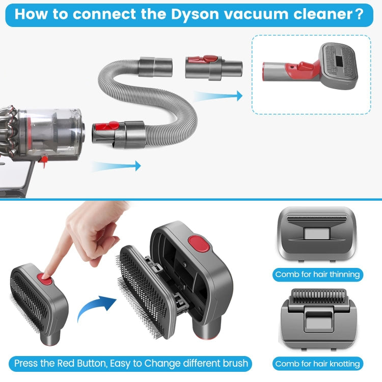 For Dyson V7 V8 V10 V11 V15 Pet 3 In 1 Grooming Suction Head Set With Hose by bashfashion