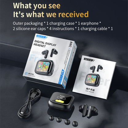 LX-10 Full-Color Touch Screen ANC+ENC Dual Noise Reduction In-Ear Wireless Bluetooth Earphone(Purple) by bashfashion