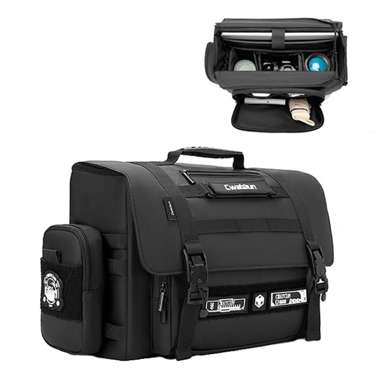 Cwatcun D115 Shoulder Crossbody Waterproof Leather Film DSLR Camera Bag, Color: Black Medium by Cwatcun