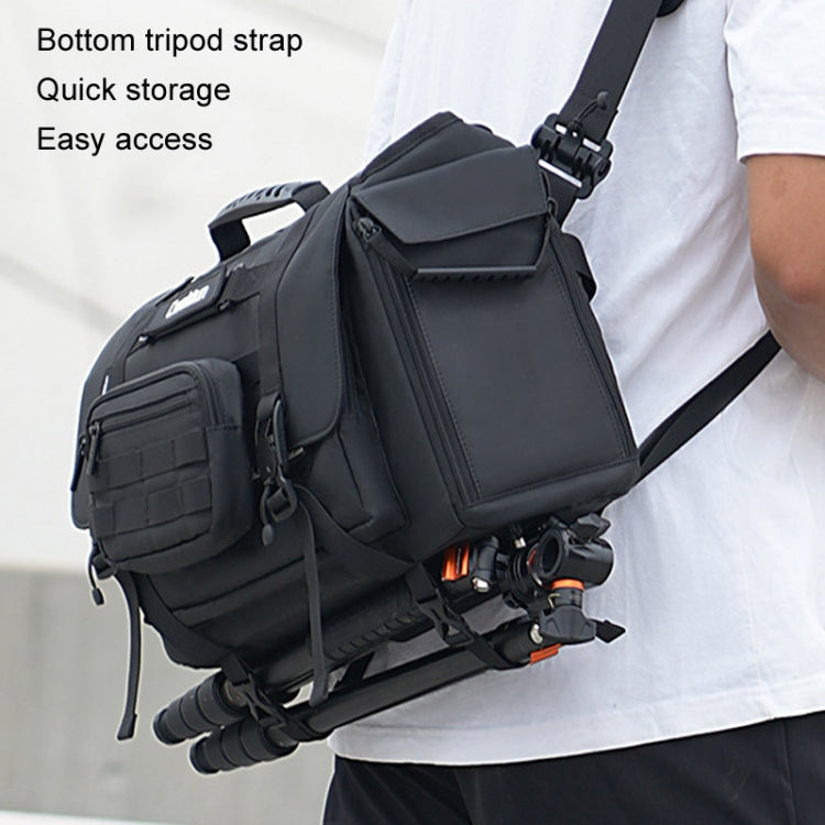 Cwatcun D115 Shoulder Crossbody Waterproof Leather Film DSLR Camera Bag, Color: Black Large by Cwatcun