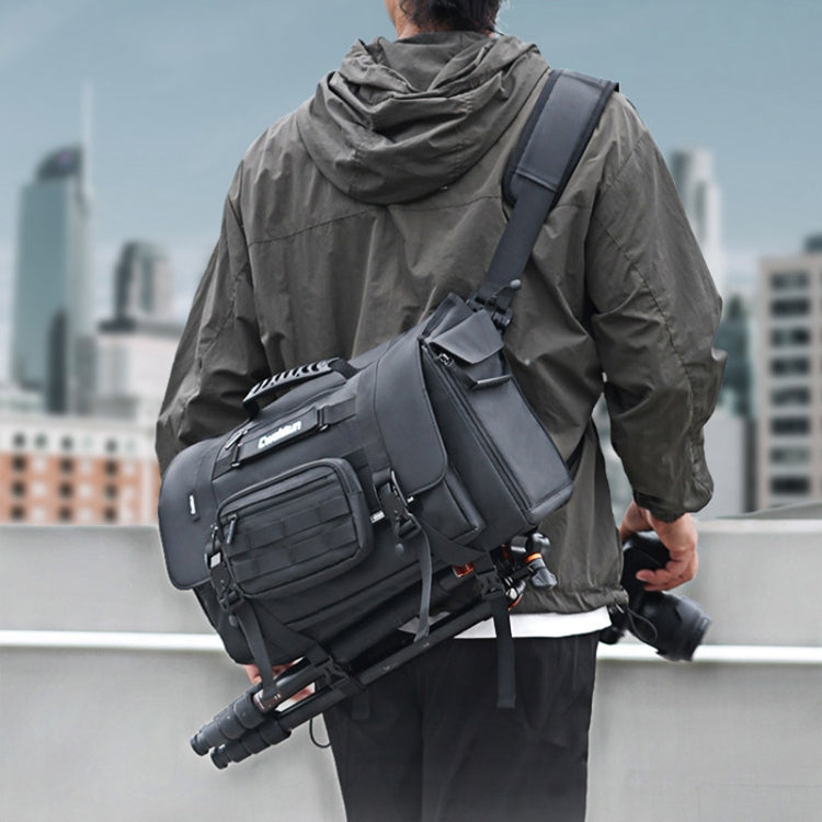 Cwatcun D115 Shoulder Crossbody Waterproof Leather Film DSLR Camera Bag, Color: Black Medium by Cwatcun