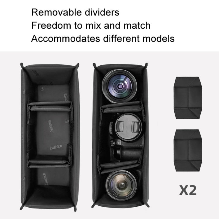 Cwatcun D115 Shoulder Crossbody Waterproof Leather Film DSLR Camera Bag, Color: Black Medium by Cwatcun