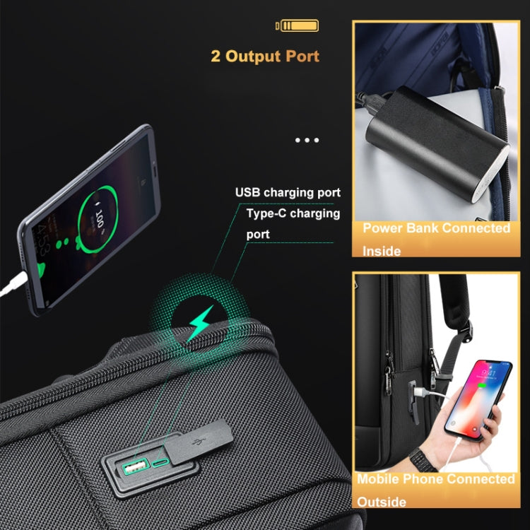 Bopai 61-51011 Large-Capacity Waterproof Business Laptop Backpack With USB+Type-C Port(Black) by Bopai