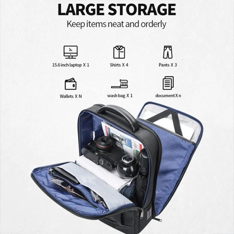 Bopai 61-51011 Large-Capacity Waterproof Business Laptop Backpack With USB+Type-C Port(Black) by Bopai