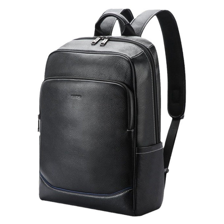 Bopai 61-121671A Top-Layer Cowhide Large-Capacity Casual Business Laptop Backpack(Black) by Bopai