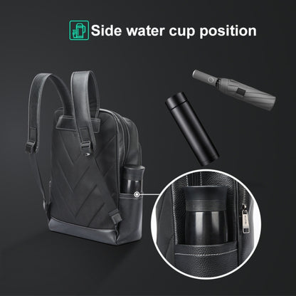 Bopai 61-121671A Top-Layer Cowhide Large-Capacity Casual Business Laptop Backpack(Black) by Bopai