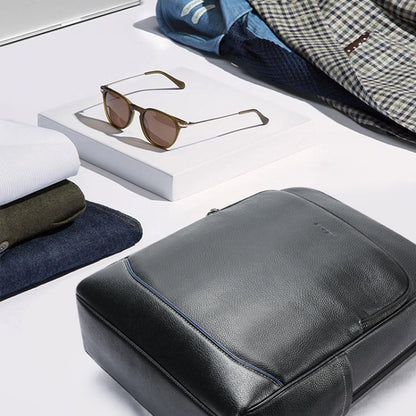 Bopai 61-121671A Top-Layer Cowhide Large-Capacity Casual Business Laptop Backpack(Black) by Bopai