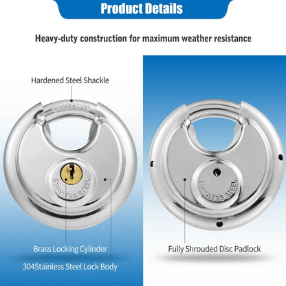 70mm Household Anti-Theft Rust-Proof And Waterproof Pure Copper Core Round Padlock by bashfashion