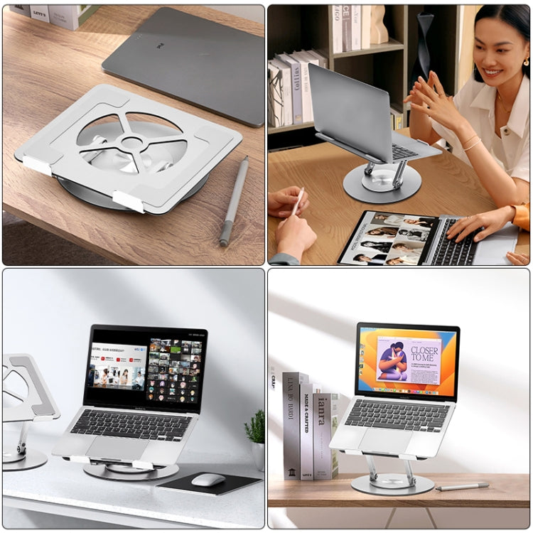 Aluminum Alloy Laptop Stand Notebook Riser with 360 Degree Rotating Base,(Silver) by bashfashion